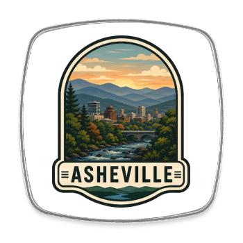 Asheville USA Voyage de vacances Ville d’art nature - Magnet carré - blanc - Devant