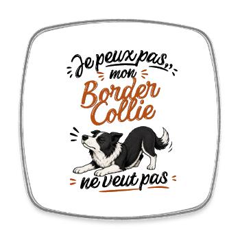 Border Collie Décontracté Illustré - Magnet carré - blanc - Devant