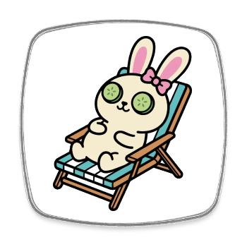 Kawaii Bunny, entspann dich - Viereckiger Kühlschrankmagnet - Weiß - Vorne