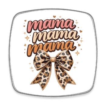 Mama Leopard Bow Retro Chic | Mama-Geschenk - Viereckiger Kühlschrankmagnet - Weiß - Vorne