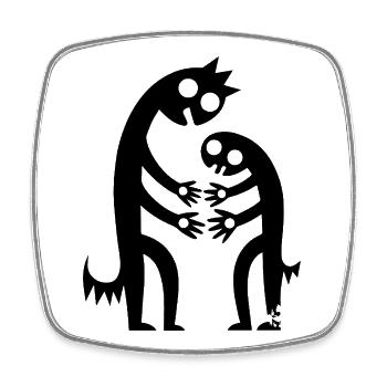 Abstrakt Figuren Umarmung Kreativ Monochrom - Viereckiger Kühlschrankmagnet - Weiß - Vorne
