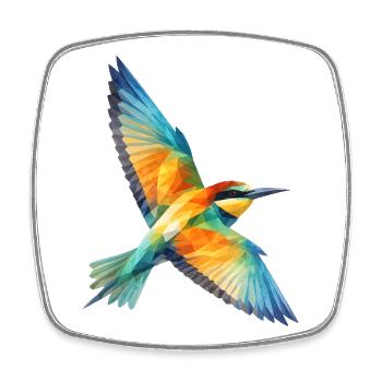 Bienenfresser Vogel Low Poly Polygon Art  - Viereckiger Kühlschrankmagnet - Weiß - Vorne