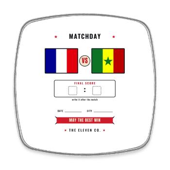 France vs Senegal Football Score Card - Square fridge magnet - white - Front