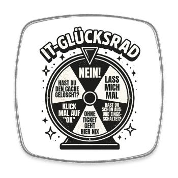 IT-Glücksrad Tech-Wortwitz Runde - Viereckiger Kühlschrankmagnet - Weiß - Vorne