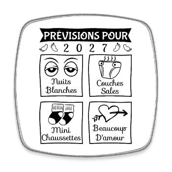 Prévisions pour 2027, future mama, futur papa 2027 - Magnet carré - blanc - Devant