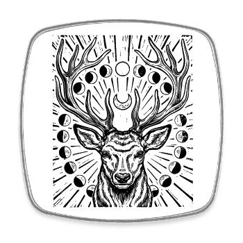 Phases de lune du cerf rouge Bois de cerf Astronomie - Magnet carré - blanc - Devant