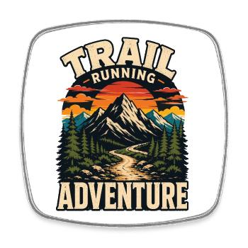 Trailrunning-Abenteuer - Viereckiger Kühlschrankmagnet - Weiß - Vorne
