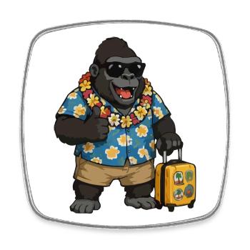 Urlaubs Gorilla Hawaii Hemd - Viereckiger Kühlschrankmagnet - Weiß - Vorne