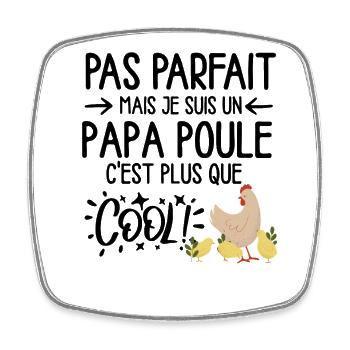 Poulet et poussins pastel - Magnet carré - blanc - Devant