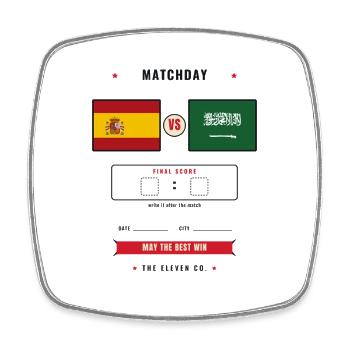 Spain vs Saudi Arabia Football Score Card - Square fridge magnet - white - Front