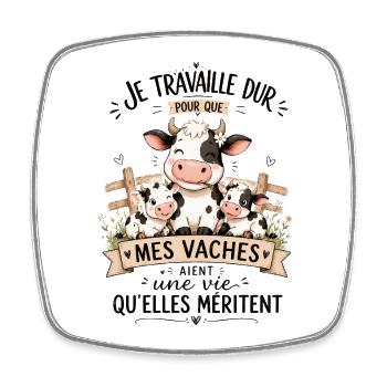 Vaches Travaillent Pour Leur Vie - Magnet carré - blanc - Devant