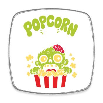 Popcorn Or Brains Zombie Horror - Square fridge magnet - white - Front