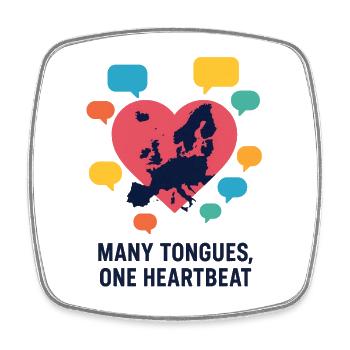 Multilingual hearts of Europe - Square fridge magnet - white - Front