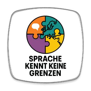 Puzzlewelt Sprache kennt keine Grenzen - Viereckiger Kühlschrankmagnet - Weiß - Vorne