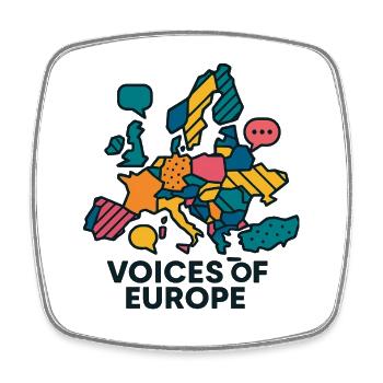 Voices of Europe – Colour map of Europe - Square fridge magnet - white - Front