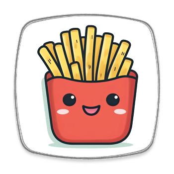 Dessin animé Kawaii French Fries - Magnet carré - blanc - Devant