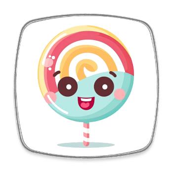 Motif mignon de charme sucette - Magnet carré - blanc - Devant
