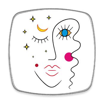 Abstract face day and night - Square fridge magnet - white - Front