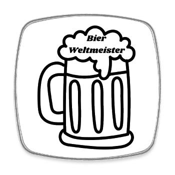 Bier Weltmeister - Viereckiger Kühlschrankmagnet - Weiß - Vorne