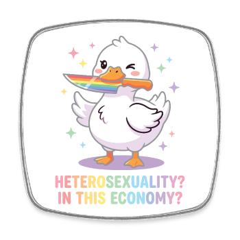 Pride Month LGBTQ – Heterosexualität in diesem Econom - Viereckiger Kühlschrankmagnet - Weiß - Vorne
