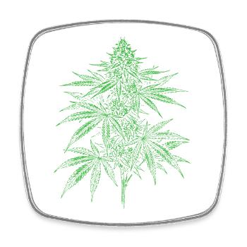 Feuille de cannabis verdoyante - Magnet carré - blanc - Devant