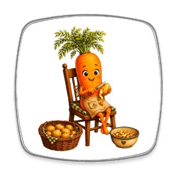 Carrot peels potatoes - Square fridge magnet - white - Front