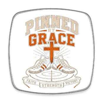 Pinned By Grace Christlicher Ringer Glaube - Viereckiger Kühlschrankmagnet - Weiß - Vorne