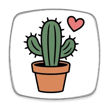 Cactus - Square fridge magnet - white - Front