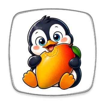 Cute Penguin Cartoon Summer Mango Kawaii - Square fridge magnet - white - Front