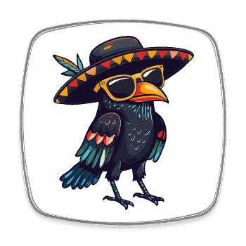 Sombrero comique Raven Crow - Magnet carré - blanc - Devant