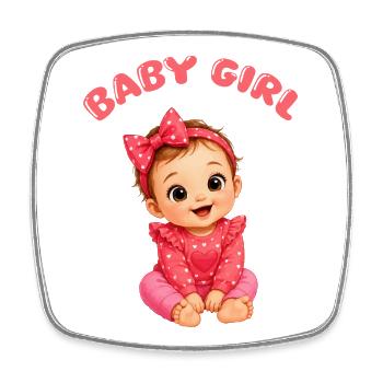 Baby Girl Heart Graphic - Square fridge magnet - white - Front