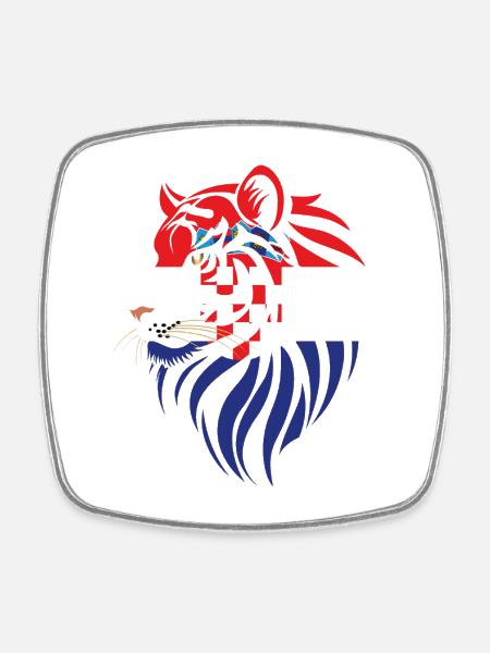 Croacia - Croatia - Tiger Flags - Square fridge magnet - white