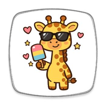 Giraffe mit Sonnenbrille Eisspaß - Square fridge magnet - white - Front