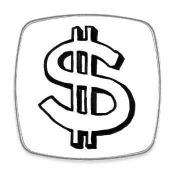 Dollar-Zeichen – Illustration - Viereckiger Kühlschrankmagnet - Weiß - Vorne