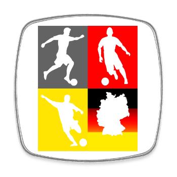 Kicker silhouettes in colour block Germany - Square fridge magnet - white - Front