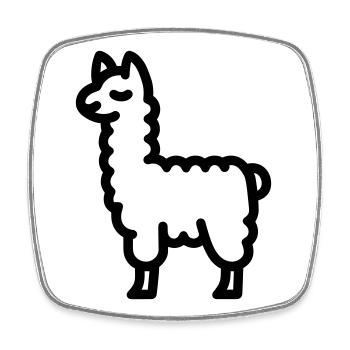 Lama - Viereckiger Kühlschrankmagnet - Weiß - Vorne