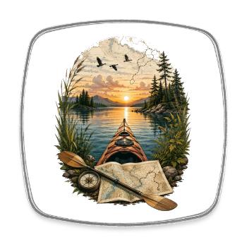 Aventure en kayak au coucher du soleil - Magnet carré - blanc - Devant