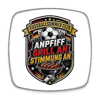 Sommermärchen Fußball Anpfiff Grill - Viereckiger Kühlschrankmagnet - Weiß - Vorne