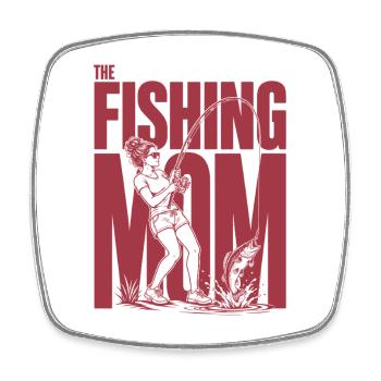 Maman pêcheur Maman Pêcheur Maman Chemise - Magnet carré - blanc - Devant