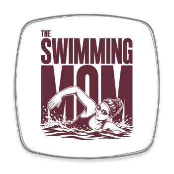 Swimming Mom Swimmer Mom Shirt - Square fridge magnet - white - Front
