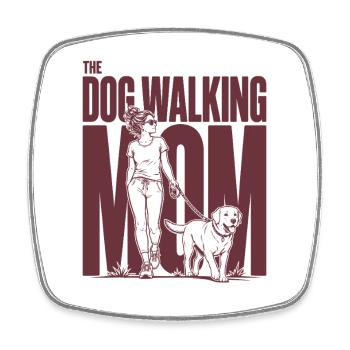 Dog Walking Mom Labrador Mama Shirt - Square fridge magnet - white - Front