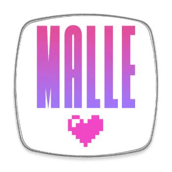 MALLE Pixel Heart Pink Purple - Square fridge magnet - white - Front