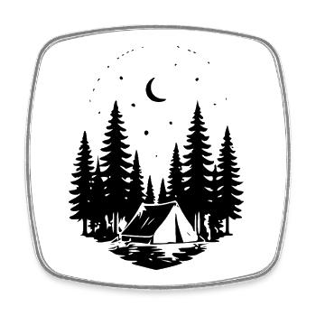 Camping sous les étoiles – nature et aventure en plein air - Magnet carré - blanc - Devant