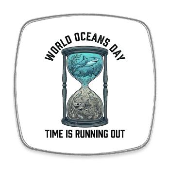 Time Is Running Out – World Oceans Day Marine - Viereckiger Kühlschrankmagnet - Weiß - Vorne