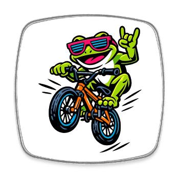Frog BMX Neon Party with Sunglasses - Square fridge magnet - white - Front