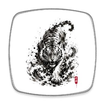 Japan Ink Tiger Welle - Viereckiger Kühlschrankmagnet - Weiß - Vorne