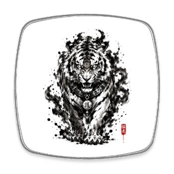 Japan Ink Tiger Guardian - Viereckiger Kühlschrankmagnet - Weiß - Vorne