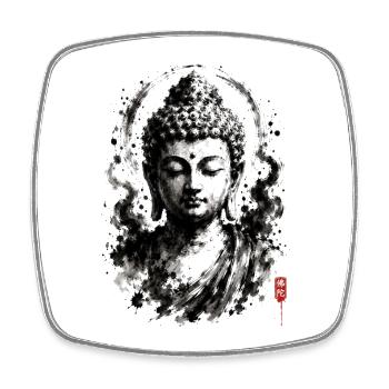Buddha Ink Portrait Zen - Viereckiger Kühlschrankmagnet - Weiß - Vorne