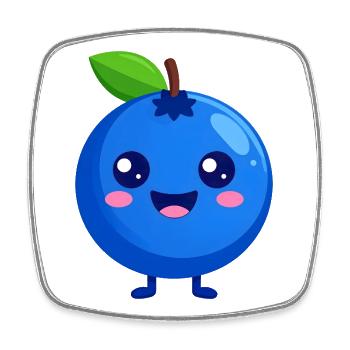 Kawaii Blaubeere Gesicht - Viereckiger Kühlschrankmagnet - Weiß - Vorne
