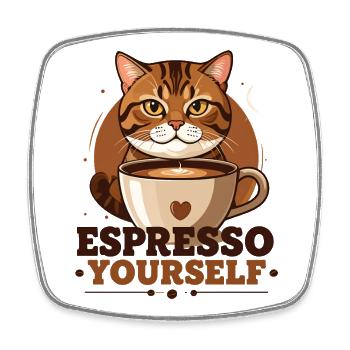 Espresso Cat Yourself - Magnet carré - blanc - Devant